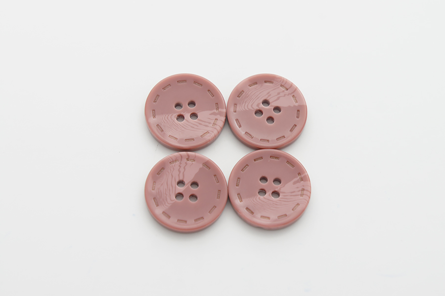 Гудзик 23 мм Mertbutton 4 отвори класичний фрезовий рожевий темний