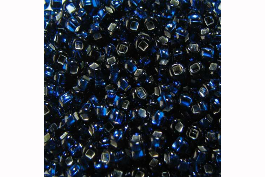 Бісер Preciosa 67100 №10 прозорий срібляста серединка синій темний 2,3 мм