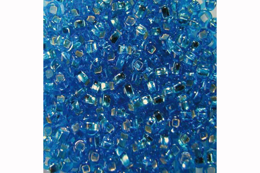 Бісер Preciosa 67150 №10 прозорий срібляста серединка блакитний яскравий 2,3 мм