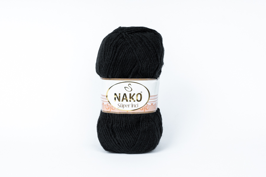 Пряжа NAKO Super Inci вовна 25%, акрил 75% чорний 260м(100гр) 00217