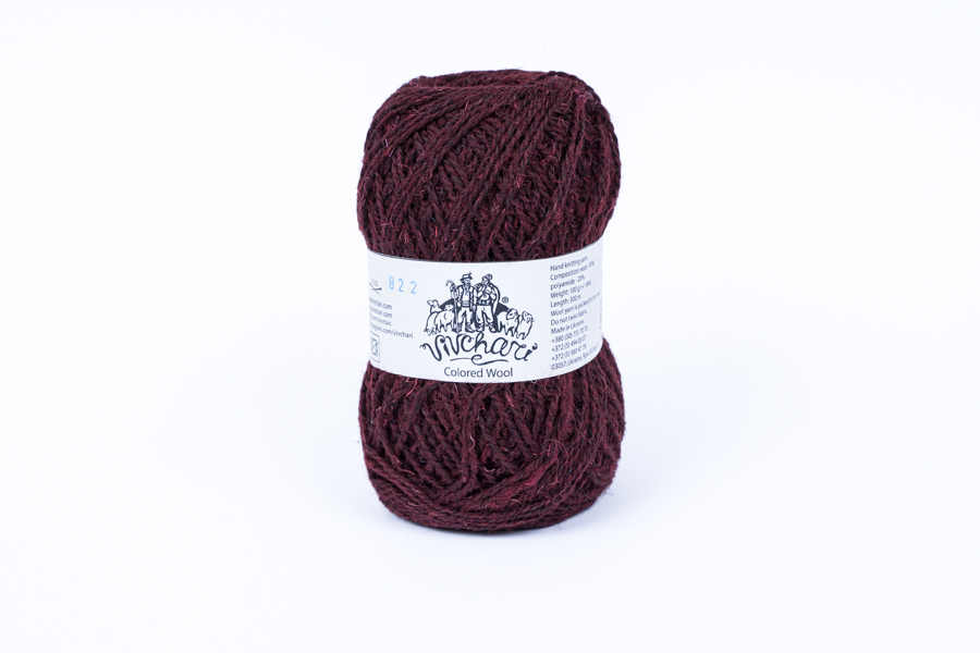 Пряжа Для шкарпеток вовна 80%, поліамід 20% бордовий коричневий 300м(100гр)
