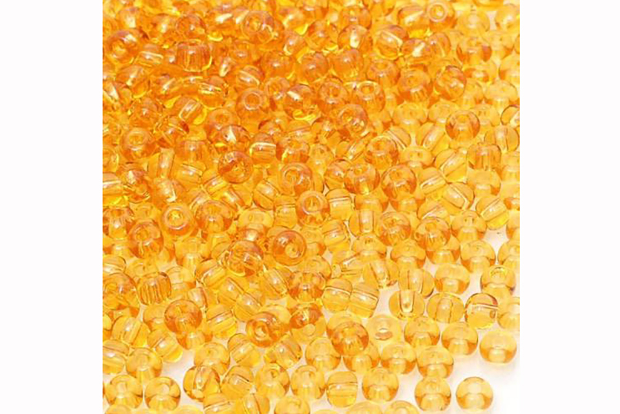 Бісер Preciosa 10050 №10 прозорий кольоровий золотистий 2,3 мм