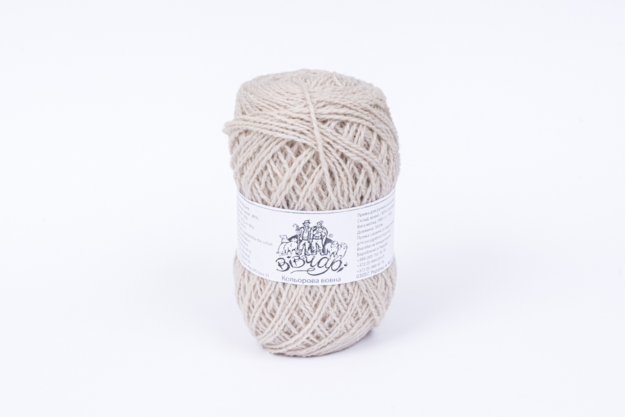 Пряжа Для шкарпеток вовна 80%, поліамід 20% молочний 300м(100гр)