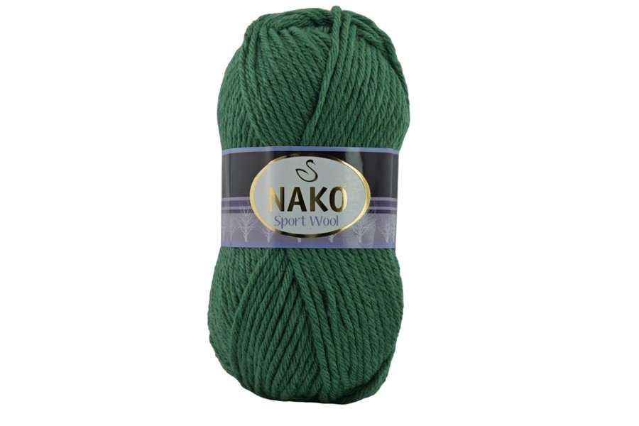 Пряжа NAKO Sport wool вовна 25%, акрил 75% зелений яскравий 120м(100гр) 13871