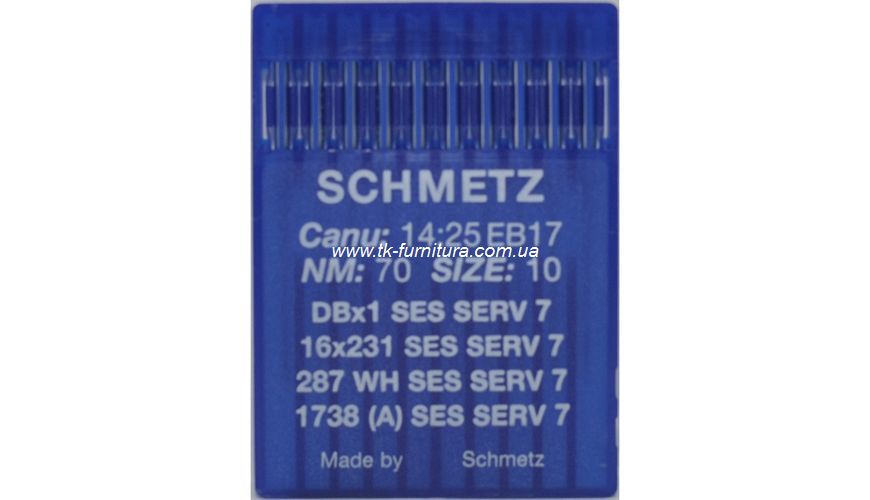 Голки універсальні № 70 -SES SCHMETZ з тонкою колбою, сферичне тонке вістря №70 DBx1-SERV7