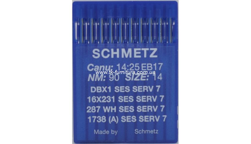 Голки універсальні № 90 -SES SCHMETZ з тонкою колбою, сферичне тонке вістря №90 DBx1-SERV7