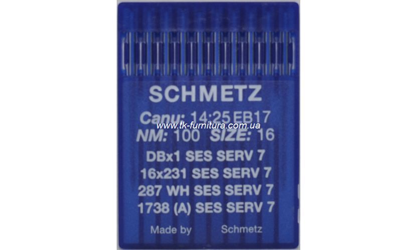 Голки універсальні №100 -SES SCHMETZ з тонкою колбою, сферичне тонке вістря DBx1-SERV7