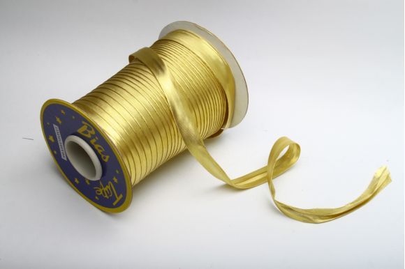 Бейка 16 мм MH сатинова (атласна), підвернута золото