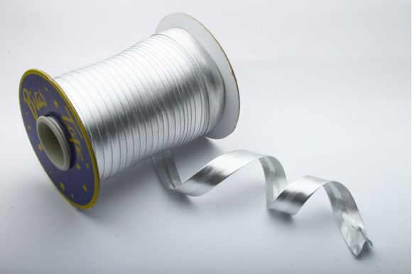 Бейка 16 мм MH сатинова (атласна), підвернута срібло