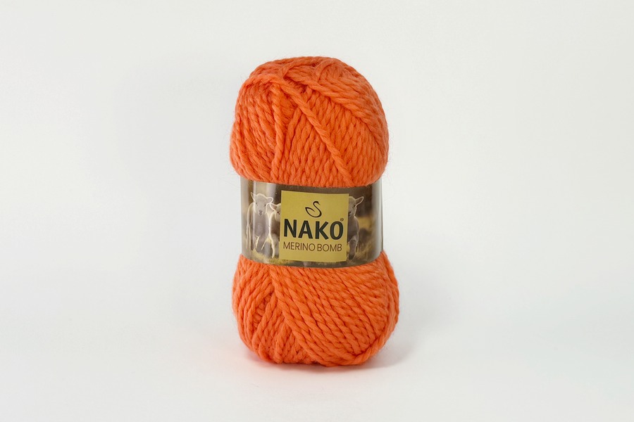 Пряжа NAKO Merino Bomb вовна 15%, мохер 25%, акрил 60% оранжевий темний 120м(100гр) 00115