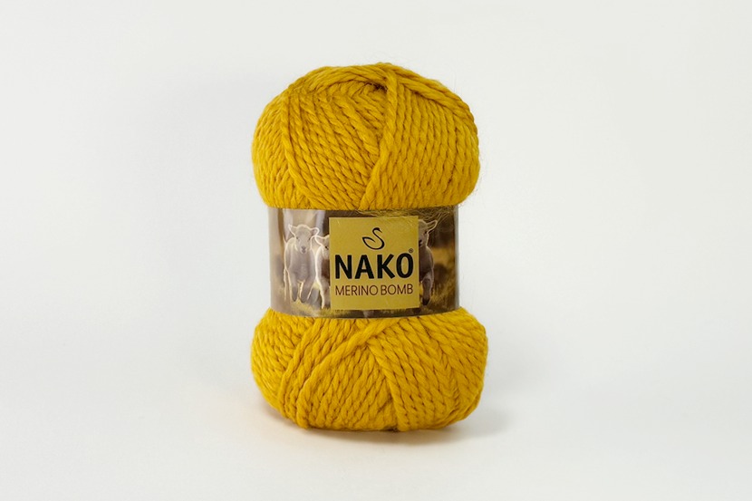 Пряжа NAKO Merino Bomb вовна 15%, мохер 25%, акрил 60% оранжевий жовтий 120м(100гр) 10658