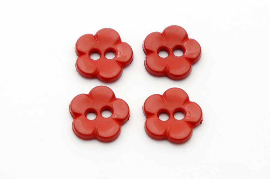 Гудзик 14 мм Mertbutton 2 отвори глянець червоний